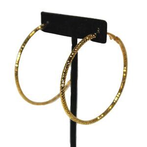 Gold Textured Large Hoop Minimalistic Earrings